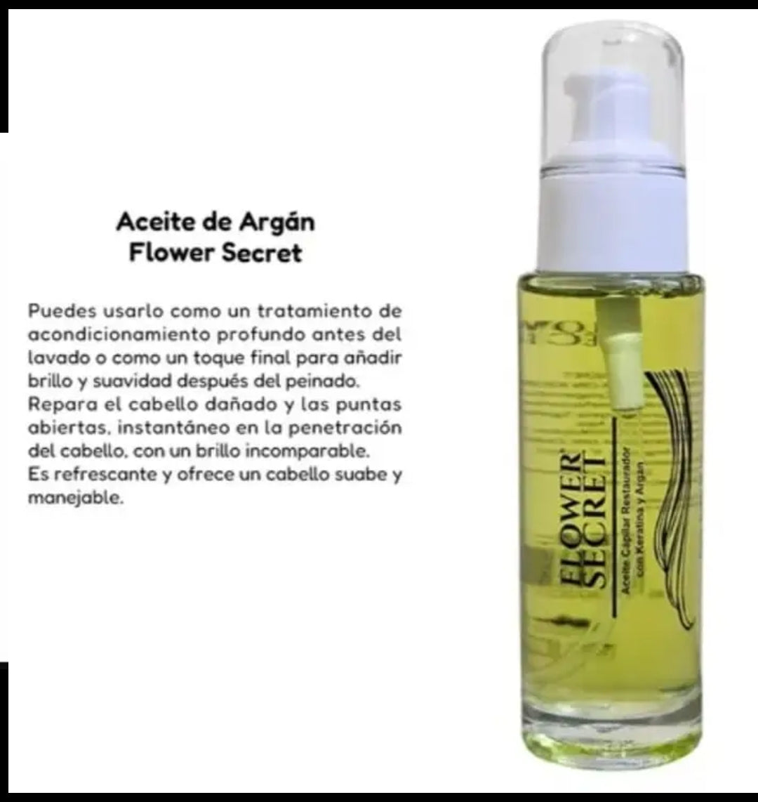 Aceite de Argán con Keratina Restaurador Capilar 60ml - Flower Secret